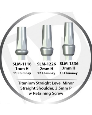 1 - 3mm x 3.5 Platform Titanium Abutment Straight Level Minor w HEX  - Straight Shoulder