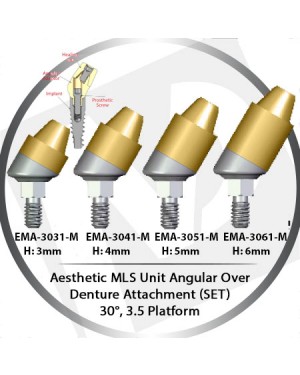 3 - 6 mm H x 30° x 3.5 Platform Angular MLS Unit Over Denture Attachment Set